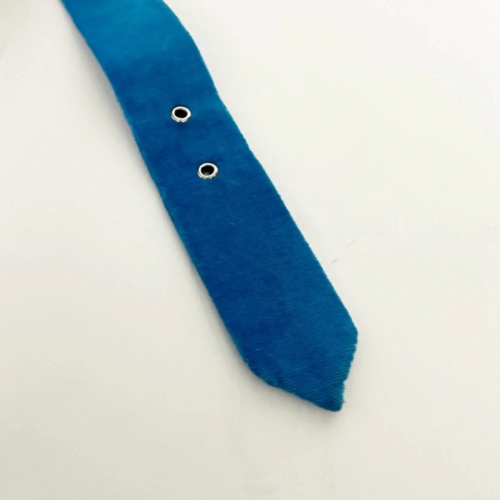 vintage kids handmade BELT blue velvet & rhinestones size unknown length: 27